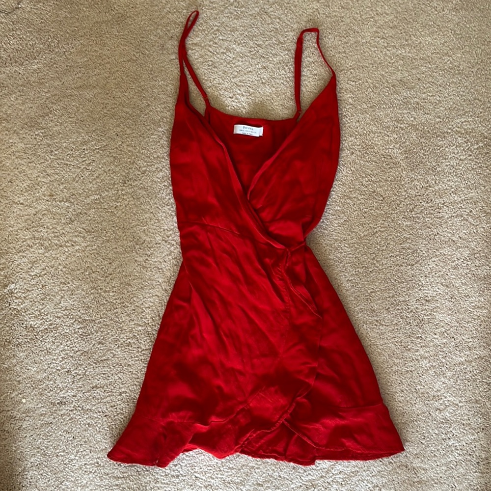 Red wrap dress